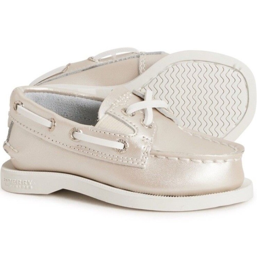 Sperry Toddler Boat Shoes Size 7M Girls/Unisex Champagne New In Box MSRP $55